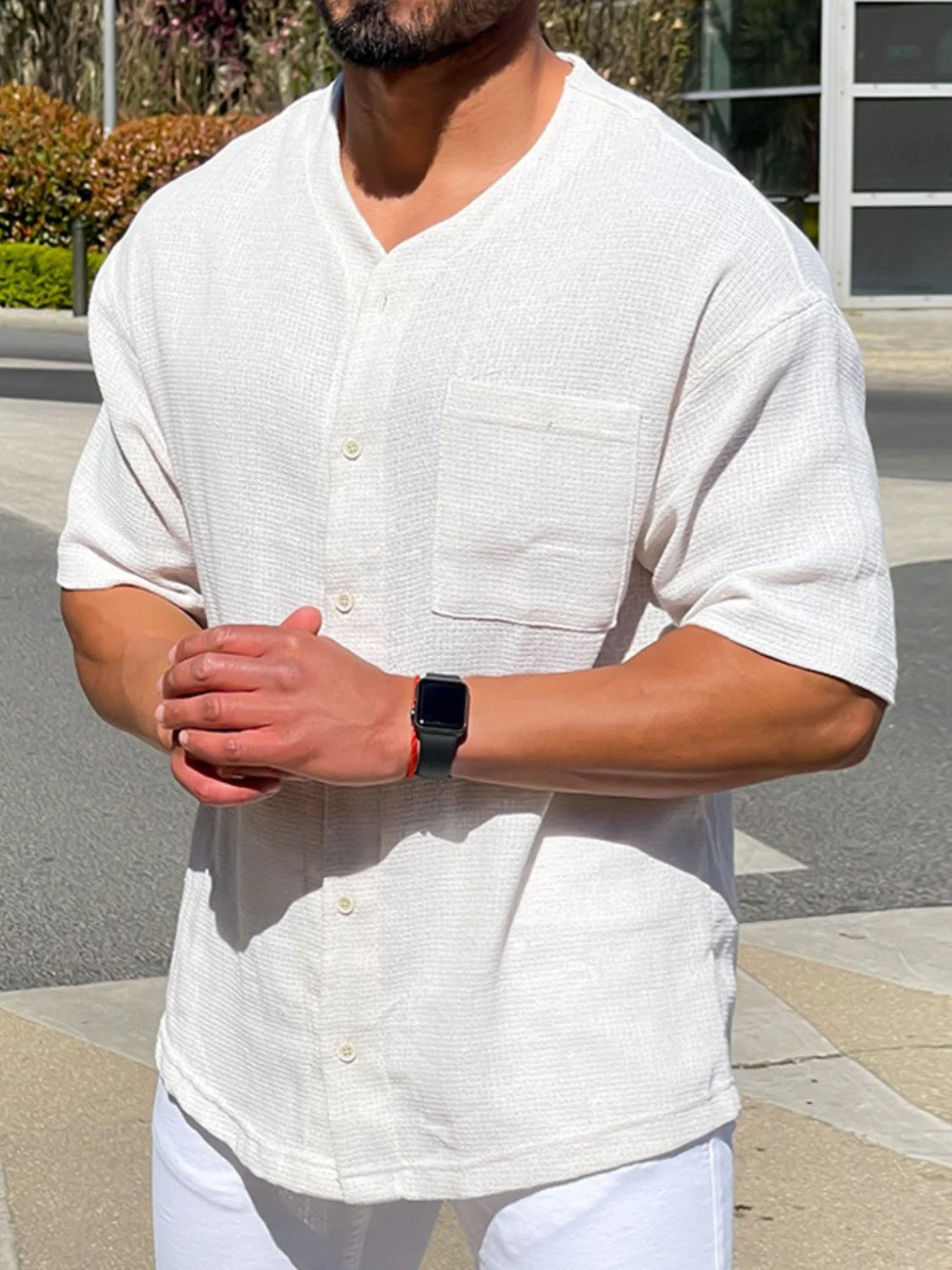 Men'S plus Size Chest Pocket Button down Shirt